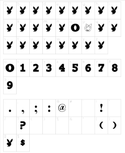 Playtoy font lower case number and symbols